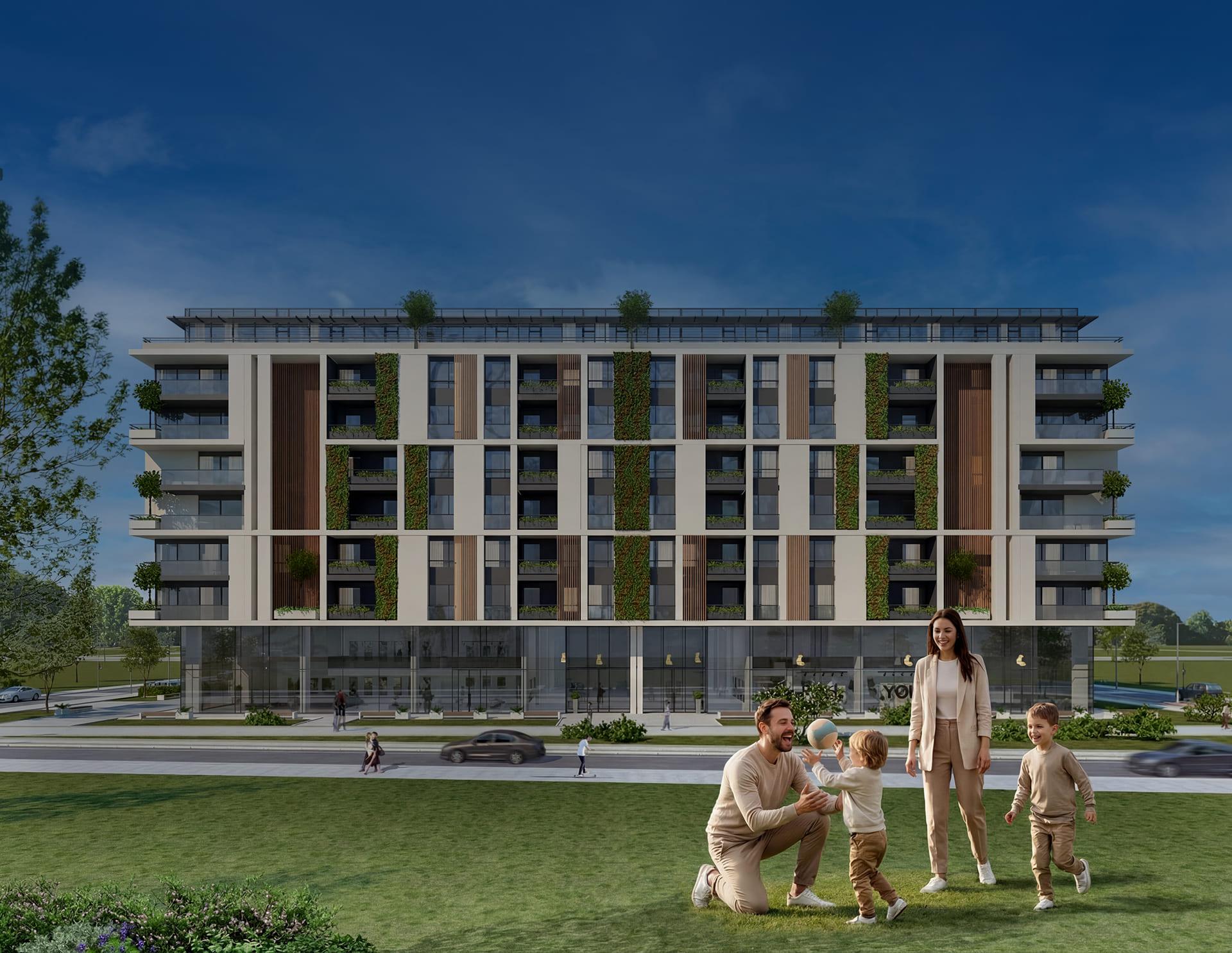 Adresa Residences - pogled na kompleks i Dunav